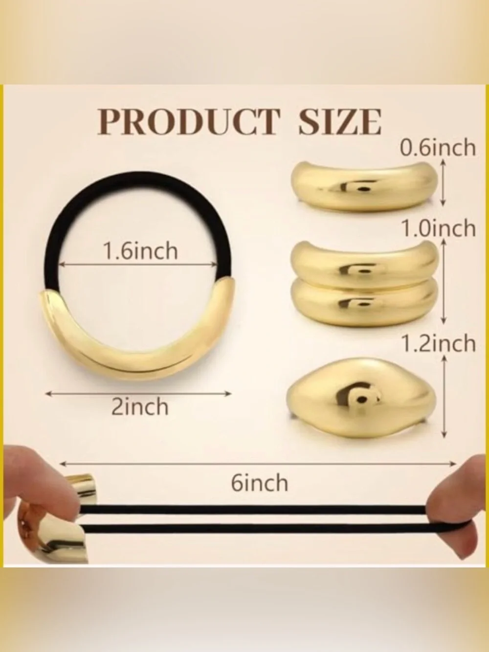 NEW - 3 Gold Ponytail Hair Ties - like Michelle Pfeiffer in The Madison!